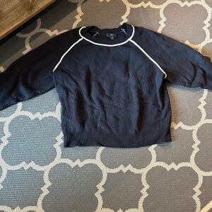 J. Crew Black Sweater with White Trim